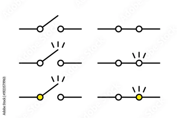 Fototapeta 線を繋げたり切り離したりするイメージイラスト