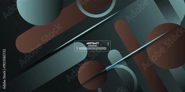 Obraz Dynamic abstract background in dark green and brown. Simple overlapping geometric pattern design. EPS10 vector.