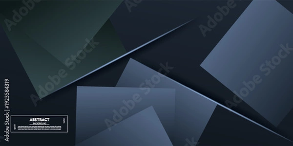 Obraz Dark blue and green abstract gradient background. Simple shadow square pattern texture element design concept. Vector eps10