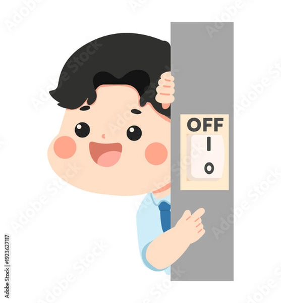 Obraz Boy Turning Off Light Switch