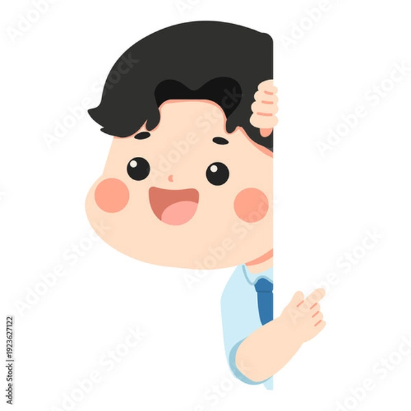 Obraz Cartoon Boy Peeking From Corner