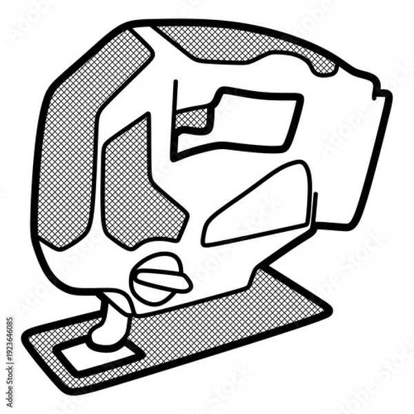 Obraz electric saw black and white vector, editable lines