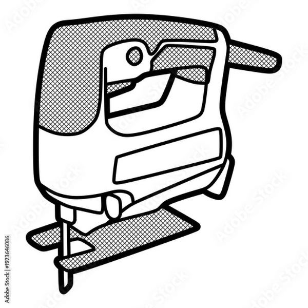 Obraz electric saw carpentry tools, editable lines