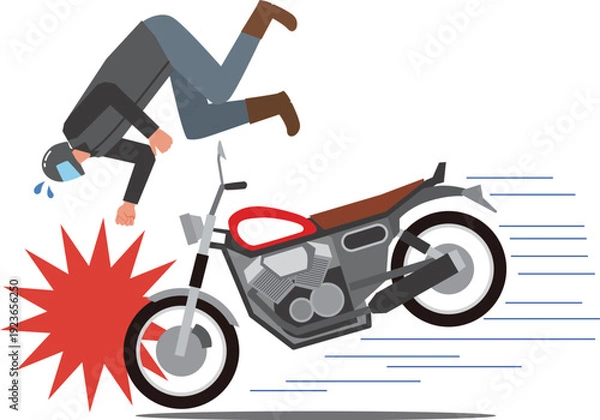 Obraz バイク事故で飛ばされる男性