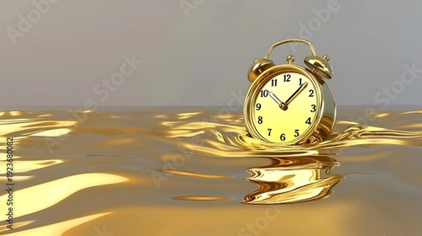 Obraz Gold clock floating in liquid gold