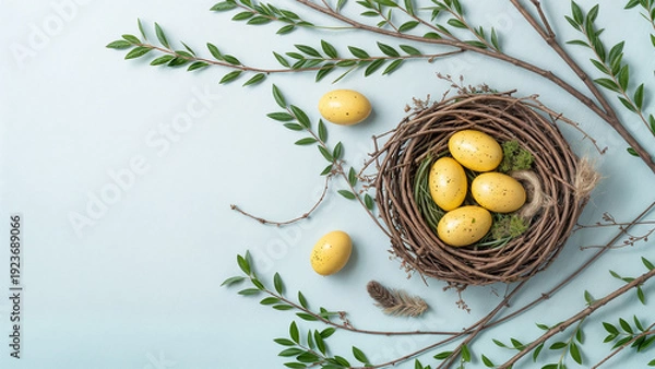 Obraz easter eggs in a nest