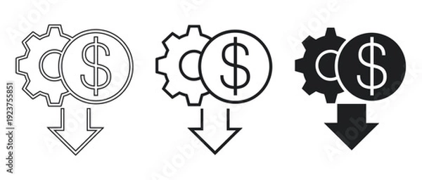Fototapeta Financial Cost Reduction and Operations Optimization Vector Icon