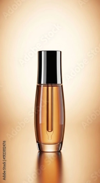 Obraz Perfume bottle on reflective surface with gradient background