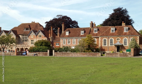 Fototapeta View of Cathedral Close adjacent to Salisbury Cathedral in Wiltshire, England