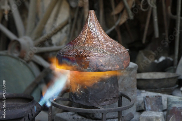 Obraz Coppersmith workshop in Lahic, Ismailli, Azerbaijan