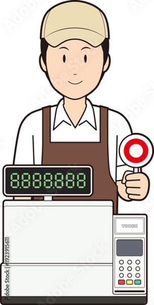 Obraz レジスターと男性カフェ店員⑨