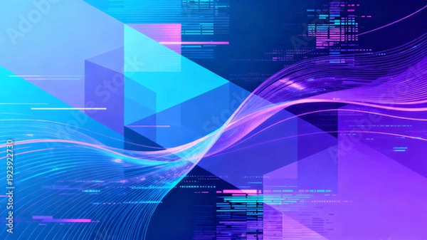 Obraz blue Abstract digital technology background. copy space