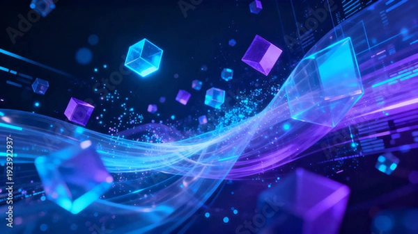 Obraz blue Abstract digital technology background. copy space