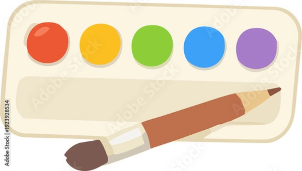 Obraz 물감,예술,파랑,주황,초록,미술,팔레트,붓,화필,수채화,그리기,세트,다채로운,색,학교,공예,분홍,교육