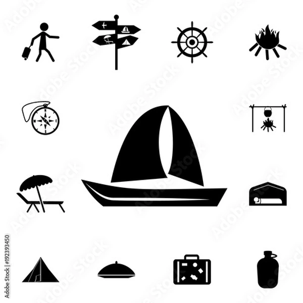 Fototapeta Yacht icon vector. Set of tourism icons. Signs of collection, simple icons for websites, web design, mobile app, info graphics