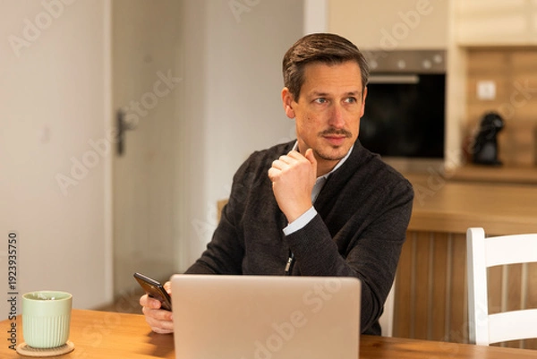 Obraz Bussines Man Thinking While Working