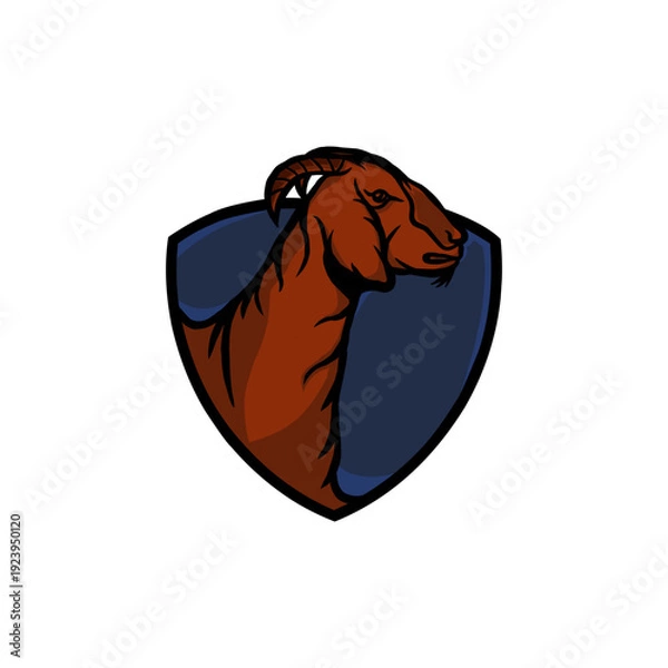 Obraz Logo design with a goat shape inside a shield