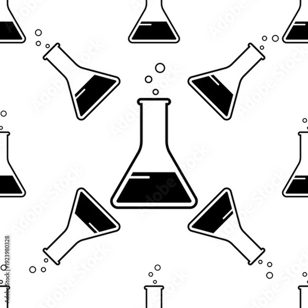 Obraz Laboratory Glass Beaker Icon Seamless Pattern