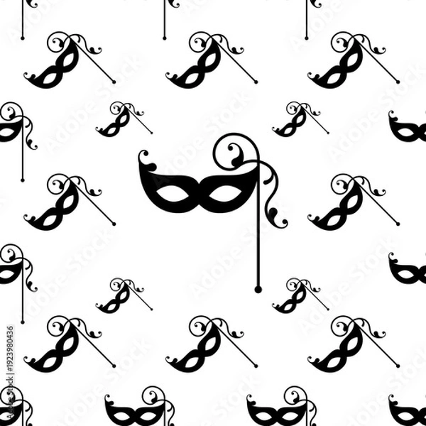 Obraz Carnival, Masquerade Mask Icon Seamless Pattern