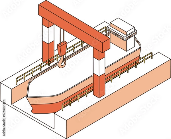 Obraz 船と造船作業場