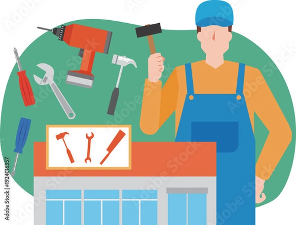 Obraz ホームセンターと男性