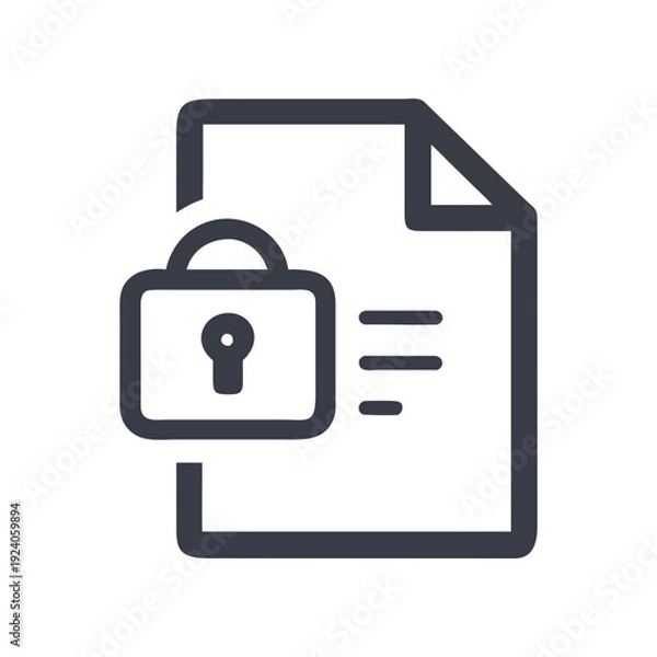 Obraz Document secured with a padlock icon view on transparent background