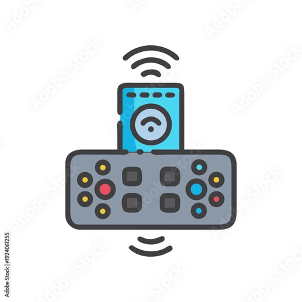 Obraz Remote control with wireless signal icon on transparent background