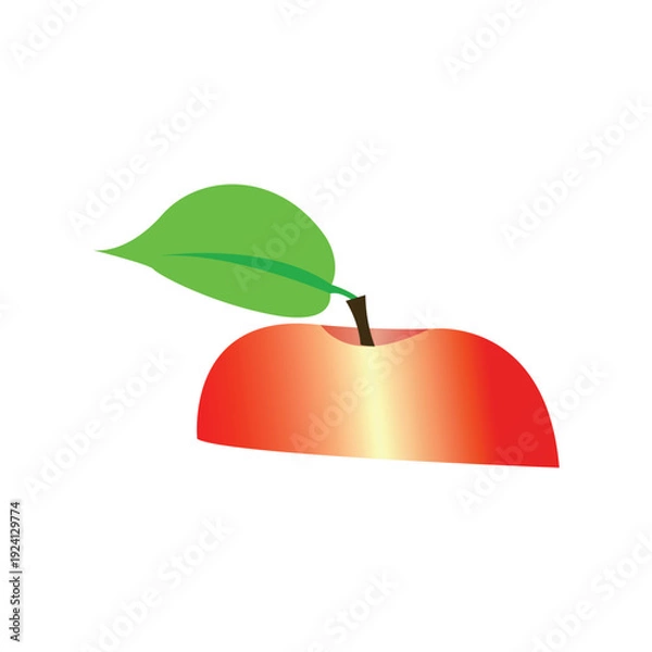 Obraz red apple with green leaf
