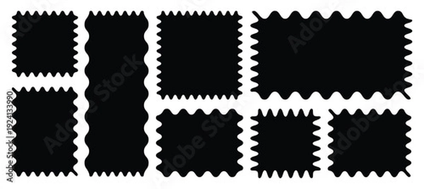Obraz Zig zag Wavy Edge Rectangle Shapes Set. 