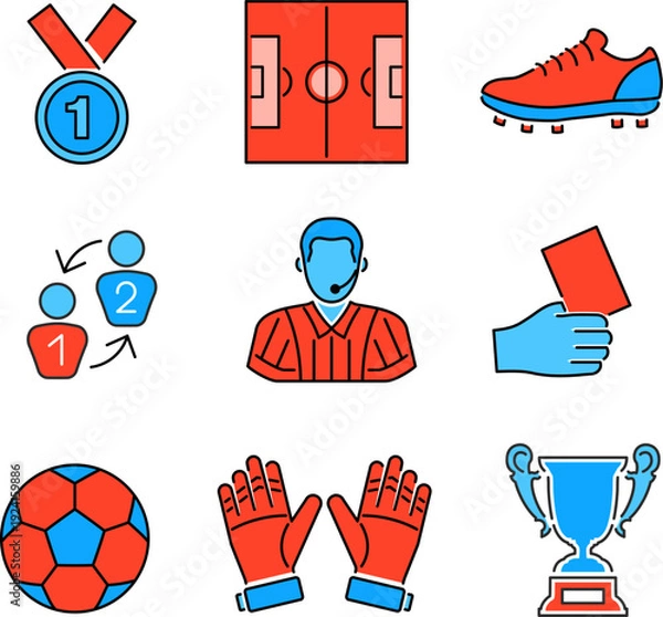 Obraz Soccer Thin Lines Color Web Icon Set