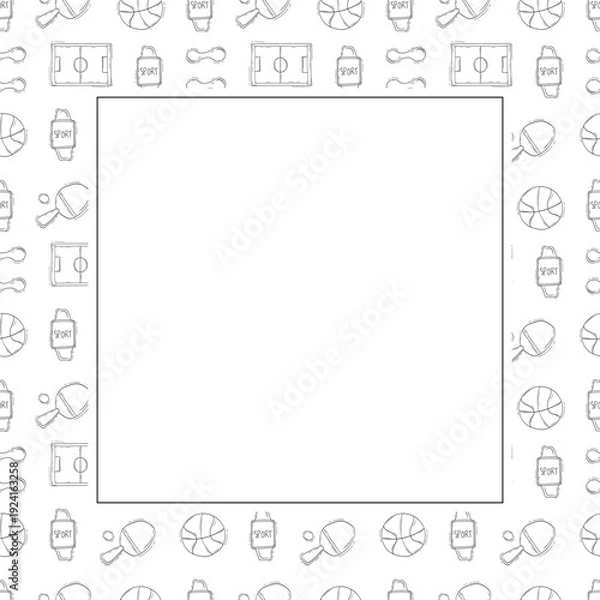 Obraz Hand drawn sport square frame background