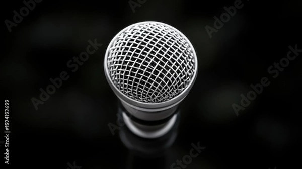 Obraz Microphone on a black background.