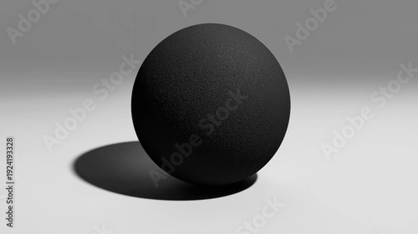 Obraz A 3D rendered black sphere with a textured surface.