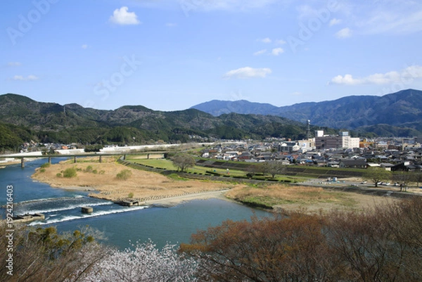 Obraz 愛媛県大洲市　大洲城から見た大洲市内