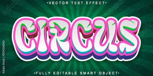 Obraz  Circus Fun Entertainment Typography Vector Fully Editable Smart Object Text Effect