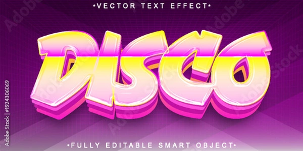 Obraz  Disco Party Dance Typography Vector Fully Editable Smart Object Text Effect