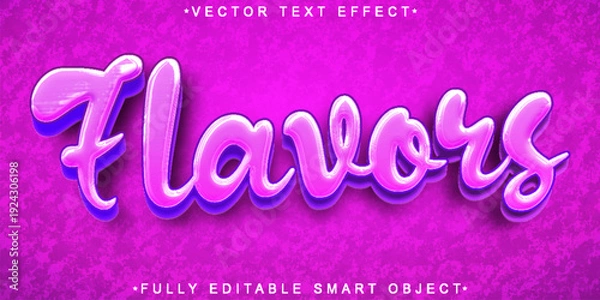 Obraz  Flavors Sweet Food Typography Vector Fully Editable Smart Object Text Effect