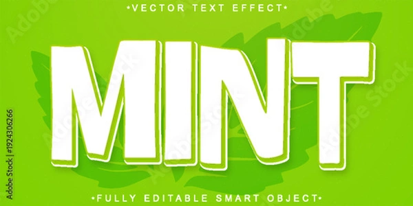 Obraz  Mint Fresh Herb Typography Vector Fully Editable Smart Object Text Effect