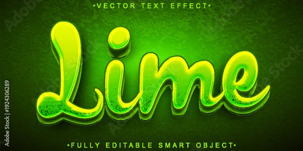 Obraz  Lime Fruit Fresh Typography Vector Fully Editable Smart Object Text Effect