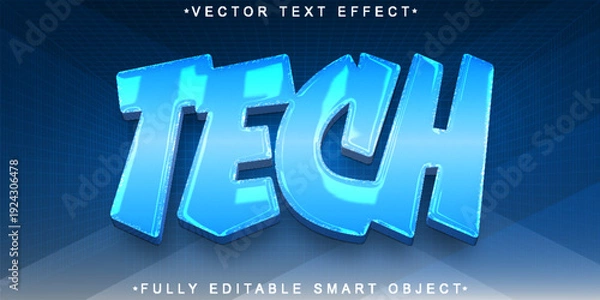 Obraz  Tech Technology Innovation Typography Vector Fully Editable Smart Object Text Effect