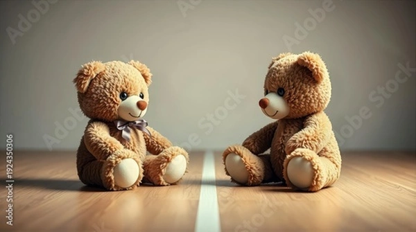 Obraz Divided teddy bears peace concept