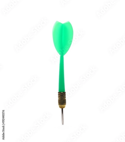 Fototapeta Green throwing dart isolated on white background