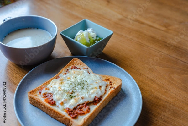 Obraz チーズトーストの朝食セット