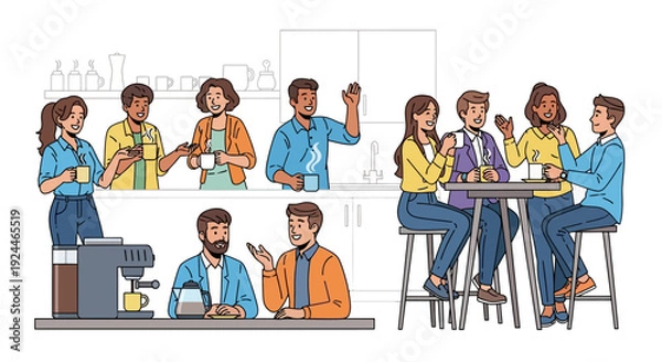 Obraz Joyful Colleagues Coffee Break Chatting