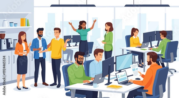 Obraz Modern Workplace Professionals Collaborate Productive Environment