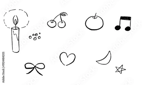 Obraz ゆるくてかわいい手書きのアイコンセット