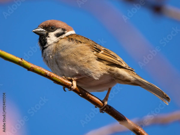 Obraz 枝に止まるスズメ