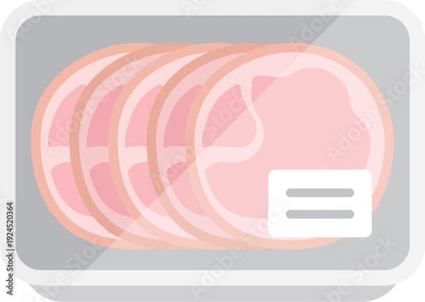Obraz スーパーのパックに入った、ロースハムのアイコンのイラスト
