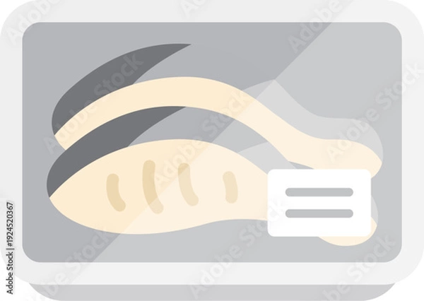 Obraz スーパーのパックに入った、魚の切り身のアイコンのイラスト