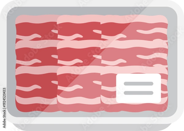 Obraz スーパーのパックに入った、牛ばら肉のアイコンのイラスト